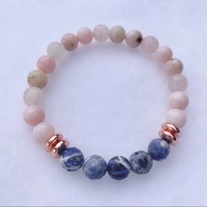 Anti-anxiety Anti-stress Bracelet Pink Opal, Sodalite, Rose Quartz, Rose Gold